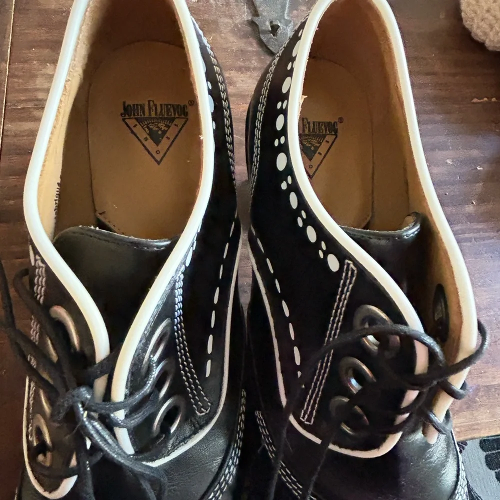 John Fluevog Black and White Heeled Boots - Picture 2 of 6